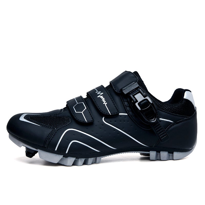 Generic Mens and womens bicycle buckle lace-up cycling shoes professional non-slip shock absorption wear-resistant road shoes breathable hard-soled mountain shoes Black mountain 