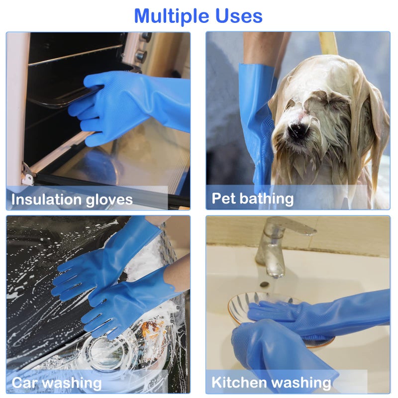 Yintoper Pet Grooming Gloves, Dog Washing Gloves with High-Density Teeth, Heat Resistant Silicone Cat Hair Remover with Enhanced Five Finger Design, Bathing and Massaging for Dogs and Cats - Image 4