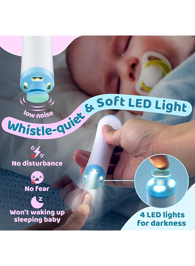 Excefore Baby Electric Nail File Drill 30 In 1 Nail Trimmer Manicure Set Rechargeable Baby Nail Filer With Nail Clippers 4 Led Light Trim Polish Grooming Kit Safe For Infant Kids Women Toes Fingernails Care - Image 5