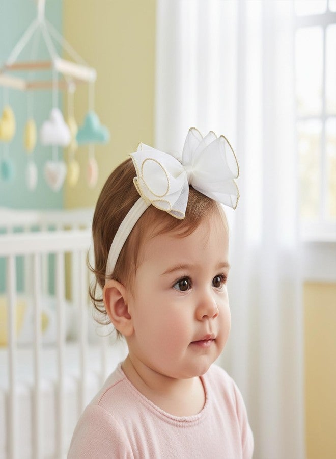 SYGA 3 Pcs Baby Girl Headband Soft Flower Bow Strechable Hairband Suitable For Newborns, Infants, Toddlers And Kids 0-3 Years(Color - 1043,Multicolor) - Image 3
