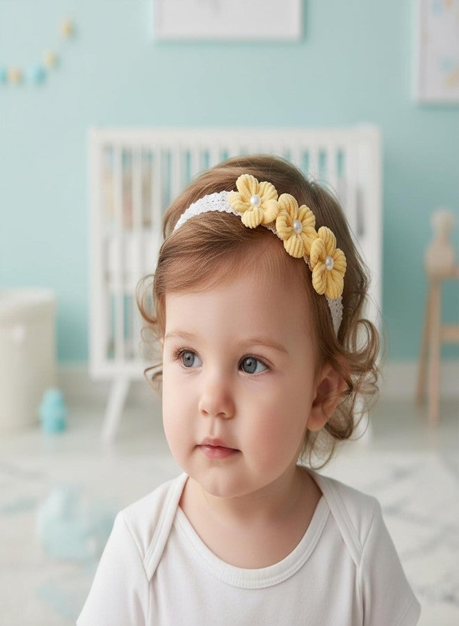 SYGA 3 Pcs Baby Girl Headband Soft Flower Bow Strechable Hairband Suitable For Newborns, Infants, Toddlers And Kids 0-3 Years(Color - 1043,Multicolor) - Image 2
