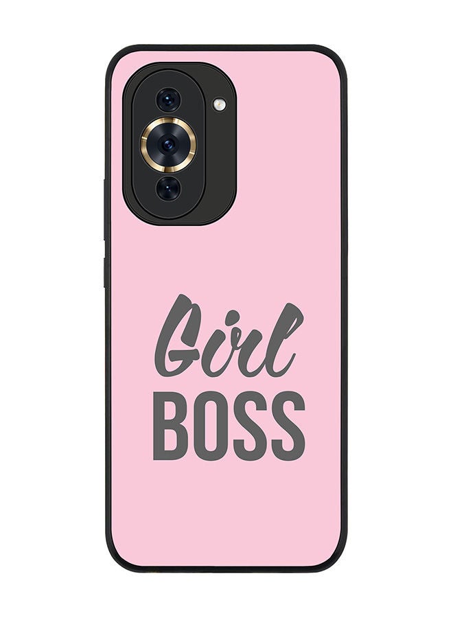 Stylizedd Rugged Black edge case for Huawei nova 10 4G Slim fit Soft Case Flexible Rubber Edges Anti Drop TPU Gel Thin Cover -  Girl Boss (Pink) - Image 1
