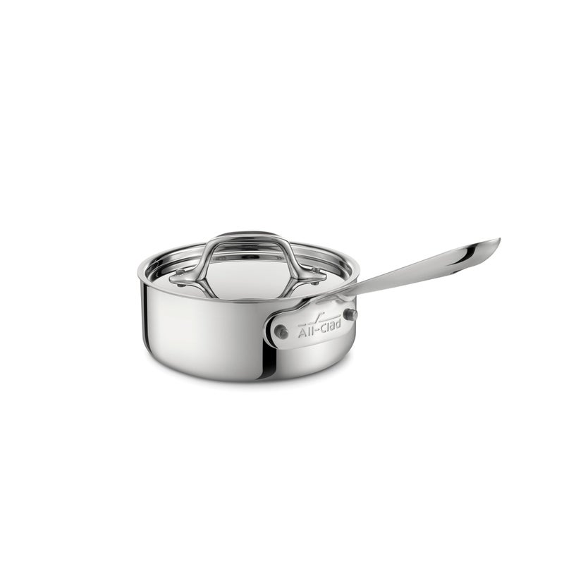 All-Clad D3 3-Ply Stainless Steel Sauce Pan 1 Quart Induction Oven Broiler Safe 600F Pots and Pans, Cookware Silver - Image 1
