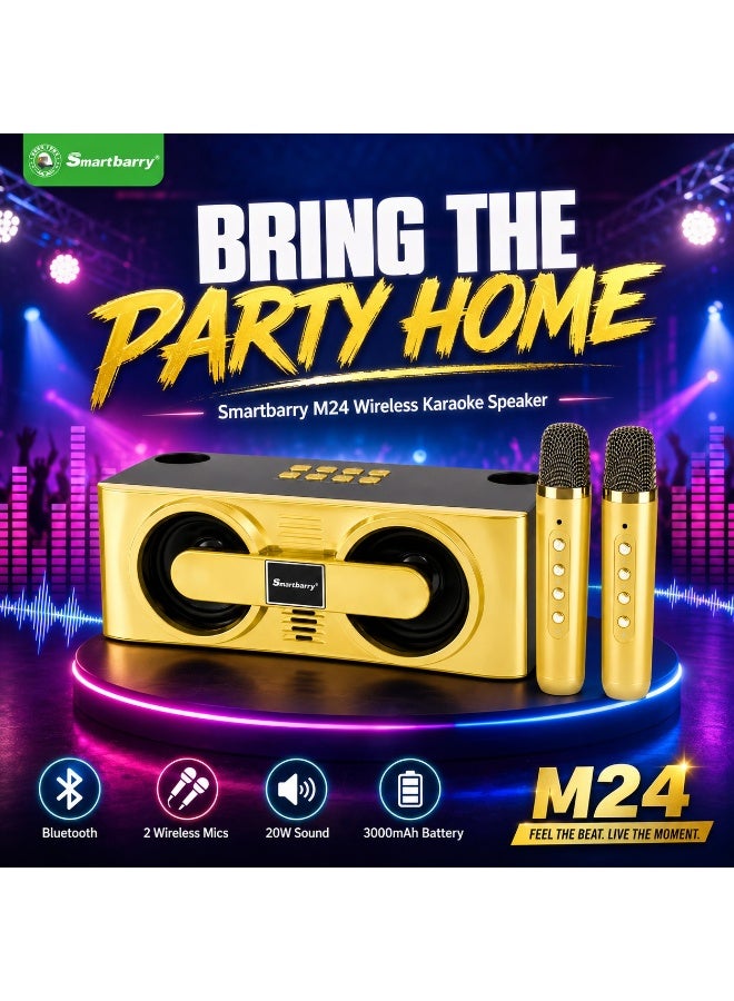 Smartbarry M24 Portable Wireless Karaoke Speaker with Microphone – 20W High Power Sound, 3000mAh Rechargeable Battery, Bluetooth Party Speaker, Deep Bass, Home & Outdoor Entertainment - Image 2