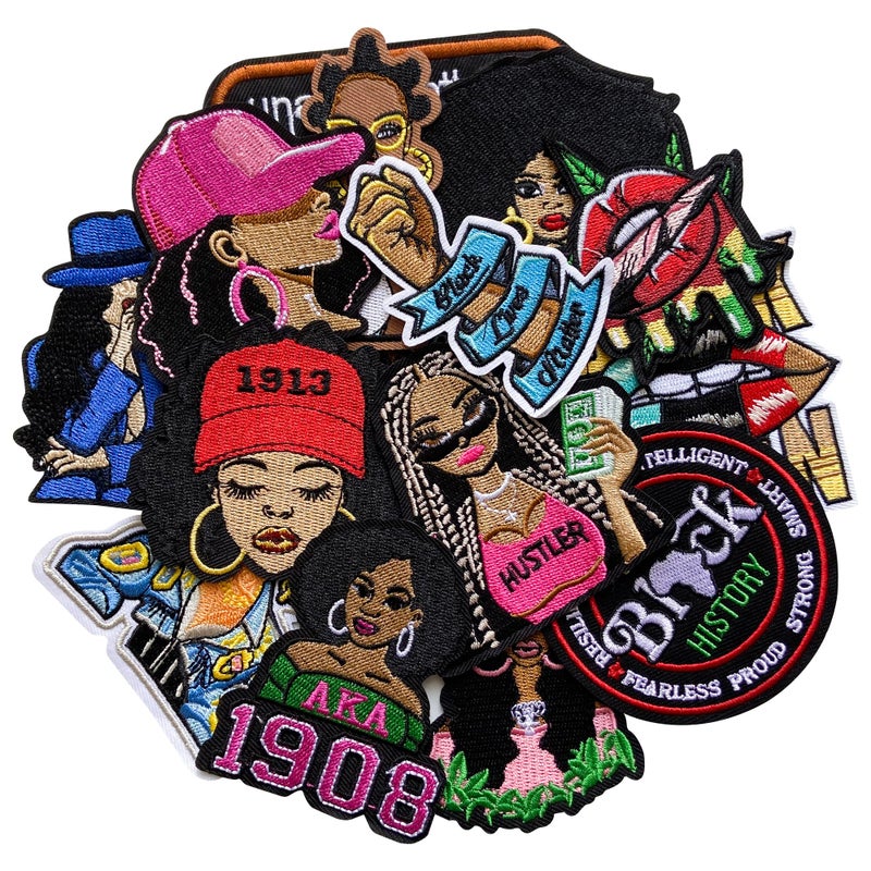 Xyntara 15Pcs Black Girl Iron on Patches, Afro Girl Magic Embroidered Applique Patches for Clothes, Hats, Jeans, Jackets, Backpacks, Dress - Image 2
