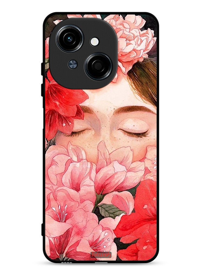 Tolwak Tecno Spark Go 1 4G Protective Case Cover Girl Face Hide In Flowers Art - Image 1