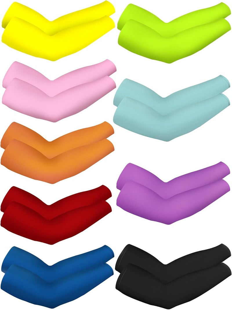 Bememo 9 Pairs UV Protection Sleeves Cooling Sleeves Long Arm Covers Arm Sleeves for Men and Women - Image 1