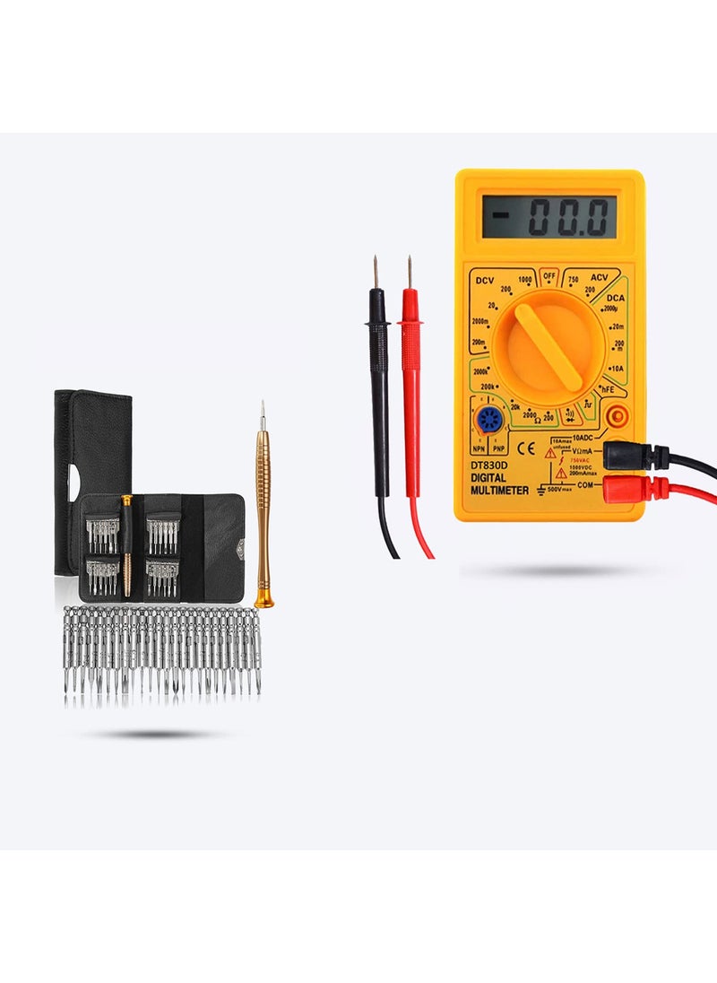 Hillgrove Hillgrove HGCM463M1 LCD AC DC Voltage Current Digital Mini Multimeter Ohm Electronic Tester with 25in1 Precision Screwdriver Set  - Image 1