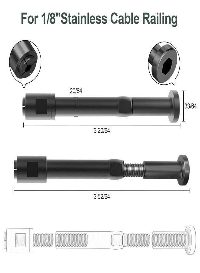 BLIKA [Patent] BLIKA 10 Pack 1/8" Black Swageless Invisible Cable Railing Kits for Deck Stair Railing, T316 Stainless Steel, Swageless Cable Fittings for 2"x2" Wood/Metal Posts, Black Cable Railing Hardware - Image 2