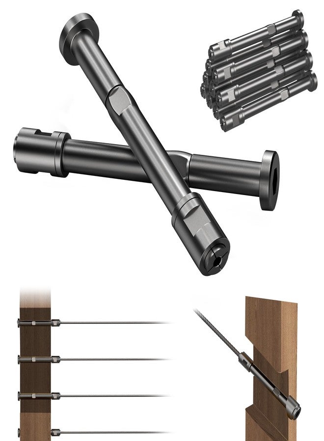 BLIKA [Patent] BLIKA 10 Pack 1/8" Black Swageless Invisible Cable Railing Kits for Deck Stair Railing, T316 Stainless Steel, Swageless Cable Fittings for 2"x2" Wood/Metal Posts, Black Cable Railing Hardware - Image 1