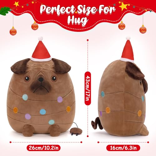 FunisFun Christmas Plush Pillow Holiday Xmas Plush Stuffed Animal Perfect for Secret Santa Gag Gift French Bulldog - Image 5