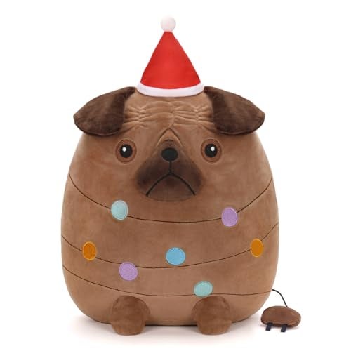 FunisFun Christmas Plush Pillow Holiday Xmas Plush Stuffed Animal Perfect for Secret Santa Gag Gift French Bulldog - Image 1