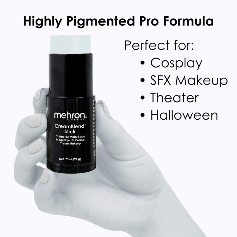 Mehron Makeup CreamBlend Stick | Face Paint, Body Paint, & Foundation Cream Makeup | Perfect for Halloween .75 oz (21 g) (Moonlight White) - Image 3