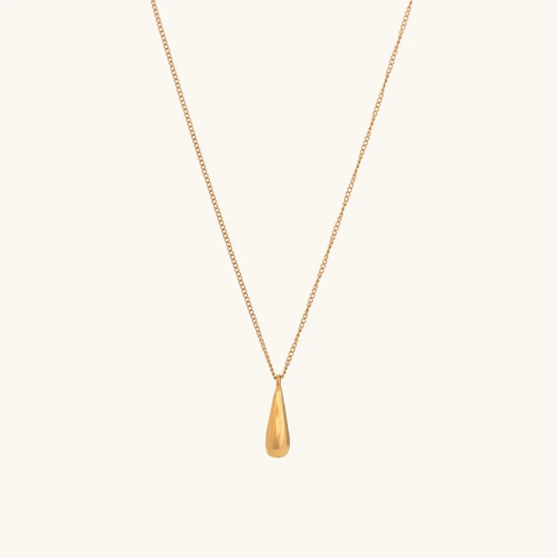 PALMONAS 18k Gold Tone Plated Thin Drop Necklace
 for Women