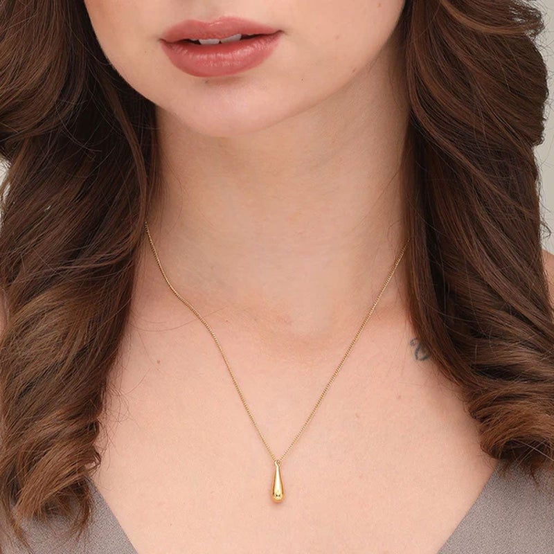 PALMONAS 18k Gold Tone Plated Thin Drop Necklace
 for Women - Image 4