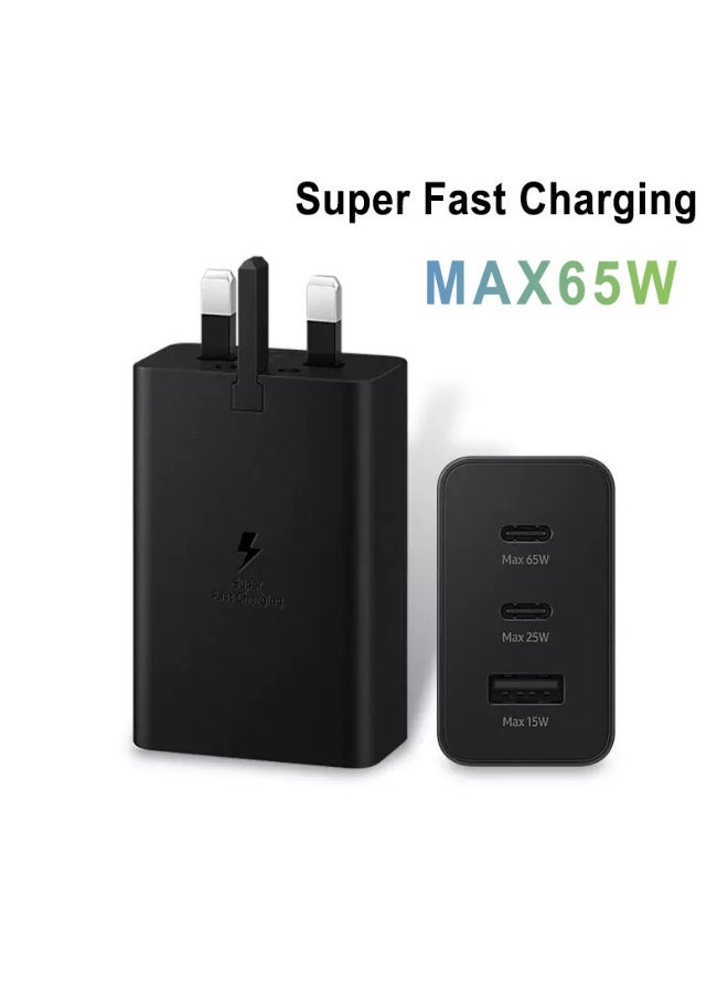 أوليسون 65W PD 3-Port Fast Wall Charger ، كتلة شحن متعددة USB-C ، محول شاحن عالي السرعة متوافق مع iPhone و iPad و Samsung Galaxy وأجهزة Android وأجهزة الكمبيوتر المحمولة - Image 1
