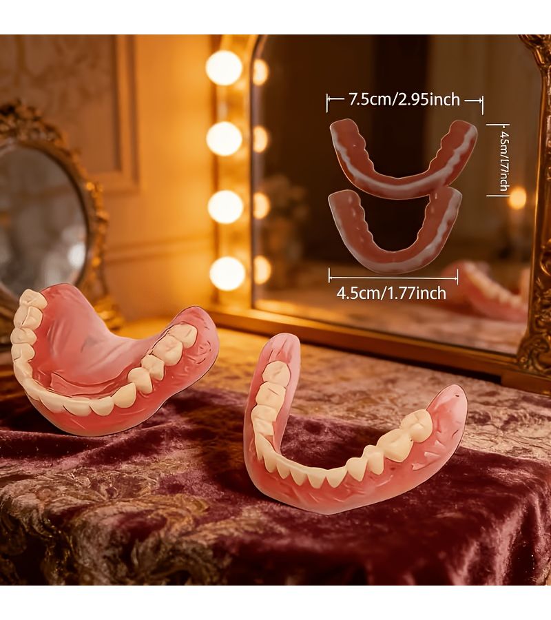 Flexible Upper Lower Teeth Set Red White Easy Installation Removal Tool Durable Material - Image 5