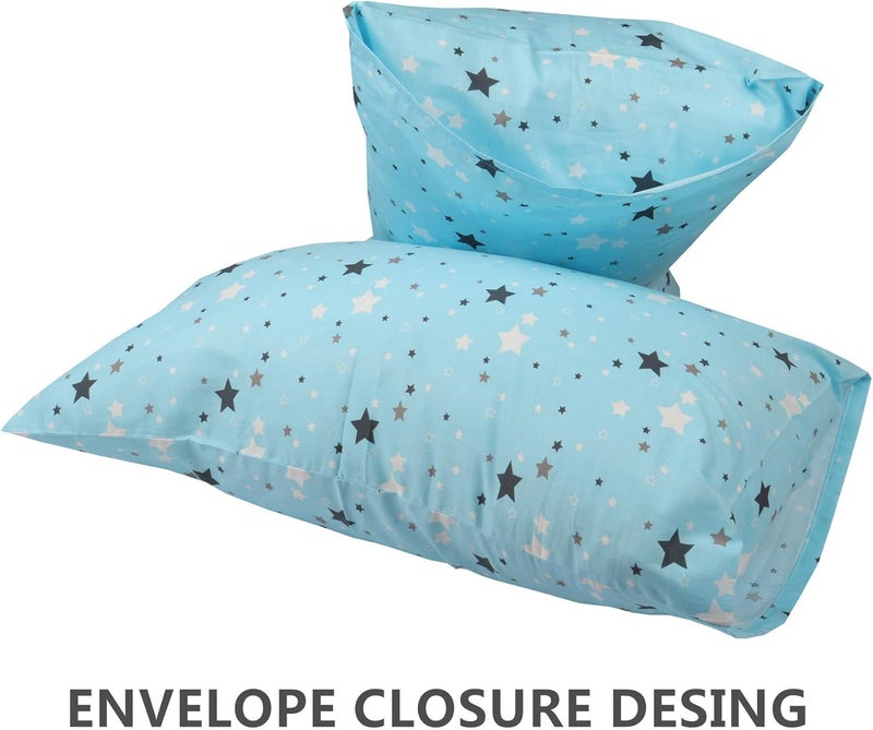 WBYCOTBED 100% Cotton Blue Pillowcases Set, Star Printed Queen Size Pillow Covers with Envelope Closure, 20x30 inches - Image 2