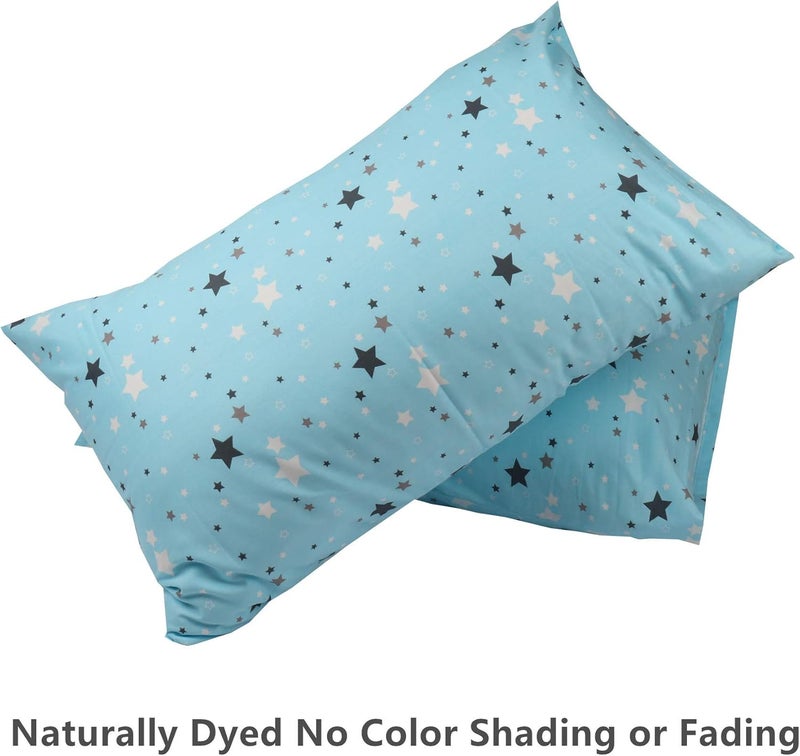 WBYCOTBED 100% Cotton Blue Pillowcases Set, Star Printed Queen Size Pillow Covers with Envelope Closure, 20x30 inches - Image 3