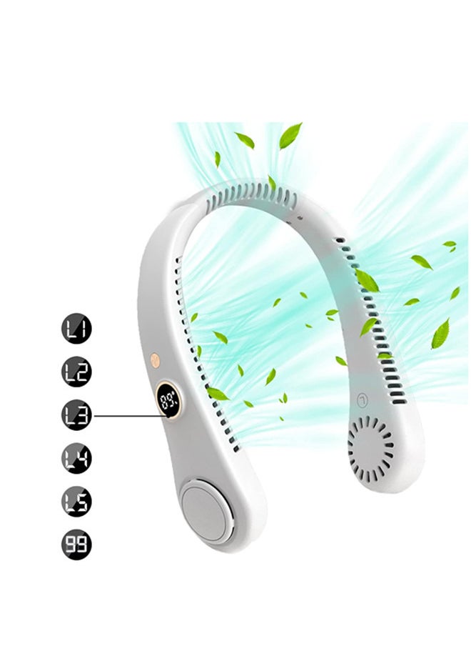 General - Neck Fan, Portable Hanging Neck Fan, Bladeless Neck Fan with 360° Airflow, 5-Speed Adjustable with Led Digital Display, Rechargeable Wearable Fan Cooling Quiet/White - Image 1