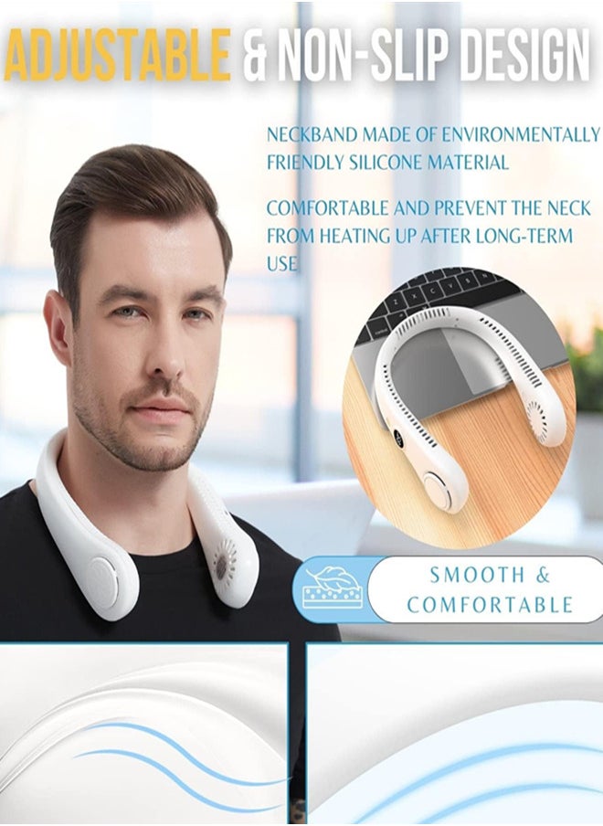 General - Neck Fan, Portable Hanging Neck Fan, Bladeless Neck Fan with 360° Airflow, 5-Speed Adjustable with Led Digital Display, Rechargeable Wearable Fan Cooling Quiet/White - Image 1