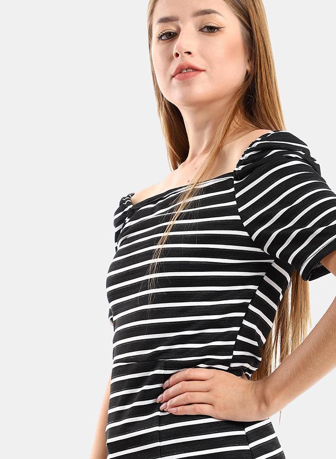 kady Jamila Women Striped Casual Dress With Side Slits ,black*white-XXL - Image 4