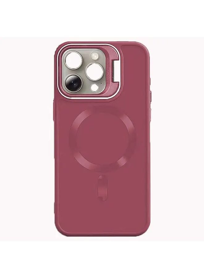 Crimson Magnetic Case for iPhone 15 Pro with Lens Bracket Stand Cover Handsfree Viewing - Image 1