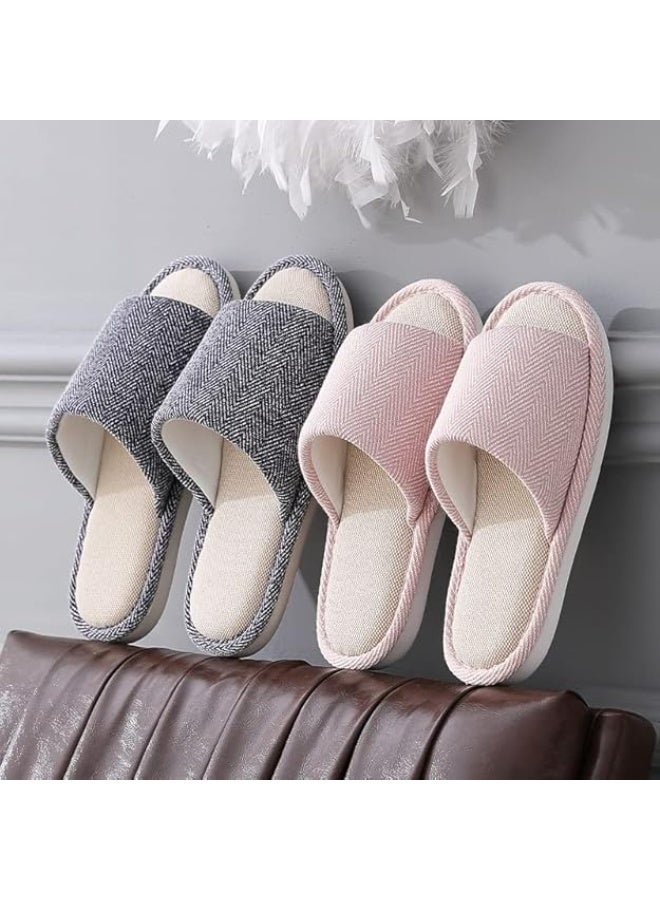 VIUAUAX نعال من الكتان القطني، ونعال داخلية من الكتان المنزلي الصيفي، ونعال داخلية من الكتان المنزلي الصيفي، ونعال منزلية زوجية مانعة للانزلاق، ونعال أرضية من الكتان القطني، ونعال أرضية من الكتان الصيفي في الفصول الأربعة الربيعية والخريفية. نعال قماشية نعال داخلية وخارجية داخلية وخارجية، نعال غير قابلة للانزلاق في أربعة مواسم ناعمة القاع، نعال زوجية للرجال والنساء. - Image 3