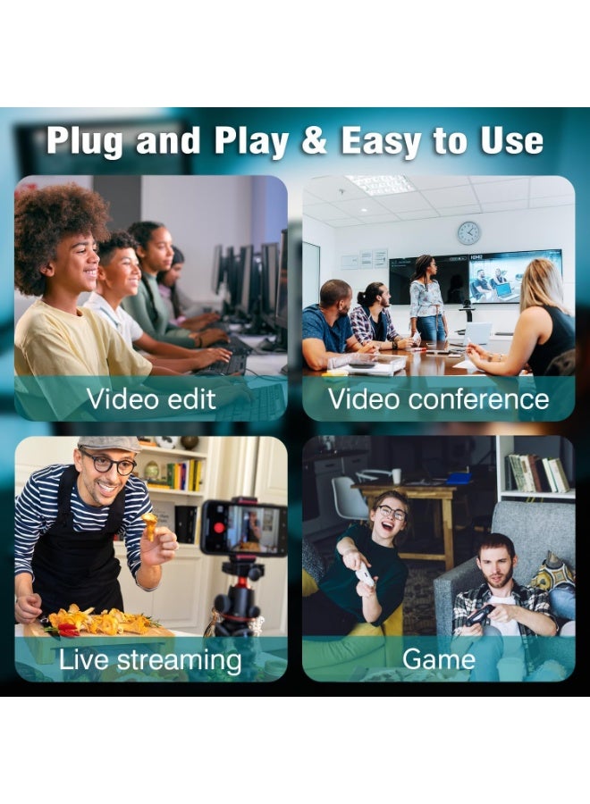 VKL بطاقة التقاط الفيديو، HDMI إلى USB/USB-C بطاقة التقاط للبث، جهاز التقاط فيديو بدقة 1080P 60fps لتسجيل الألعاب، متوافق مع Windows وQuest 3 وSwitch وOBS وPS4/PS5 - Image 3