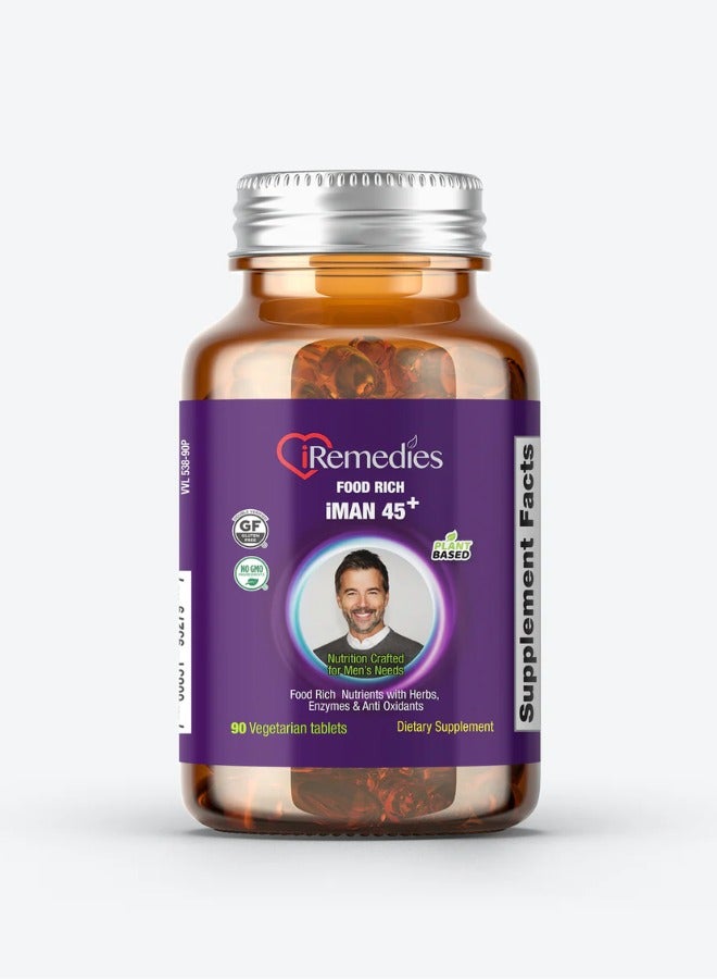 iRemedies Remedies iMan 45+ Multivitamins – Men's Multivitamin for Energy, Heart, and Prostate Health – 90 Tablets