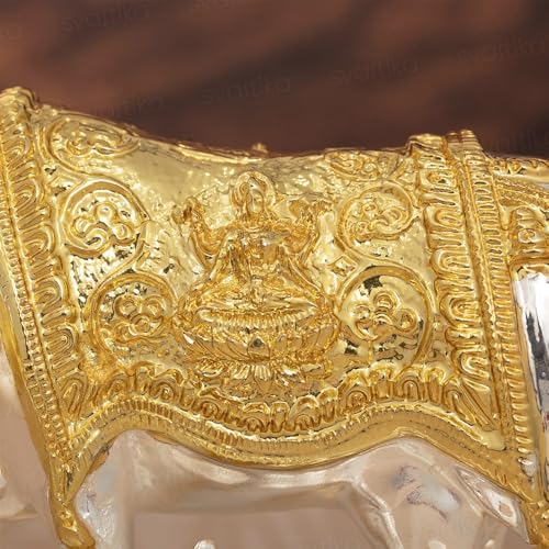 Svastika Vastu Kamdhenu Cow with Calf Idol | 24K Gold & 999 Silver Plated | Brings Prosperity, Wealth & Positive Energy | Auspicious Vastu Gift for Weddings and Housewarmings (3.5 Inch) - Image 5