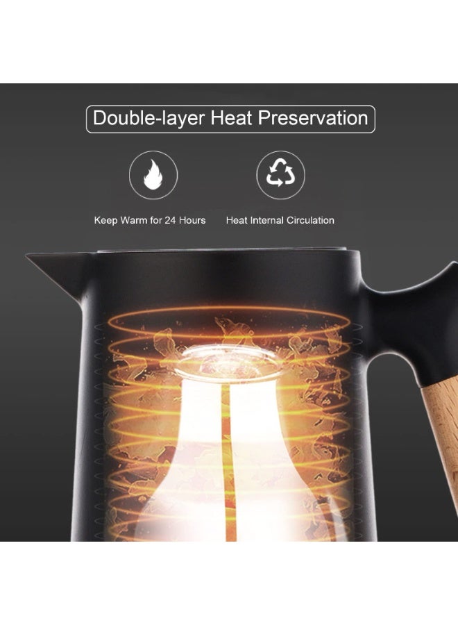 Bukela Large Thermal Coffee Carafe Walled Thermos Household Glass Liner Coffee Pot Household Insulation Pot Vacuum Carafes - Image 5