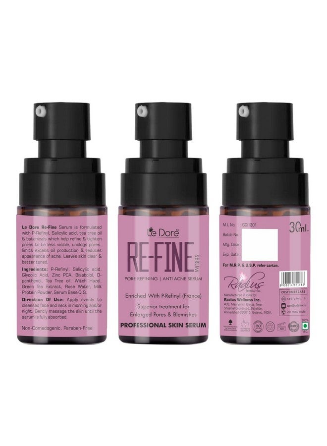 Le Dore Re-Fine Pore Tightening Sebum Control Anti Acne Clinically Proven Professional Face Serum, Superior Treatment Of Enlarged Clogged Pores & Blemishes For Men & Women (30 Ml) - Image 2