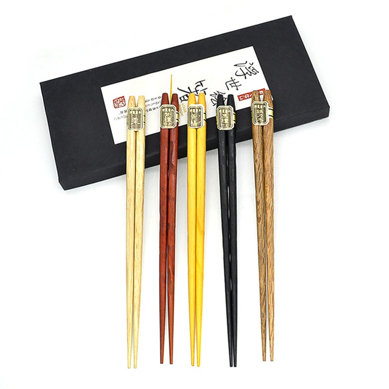 Spiral Chopsticks Natural Wooden Chopsticks Twisted Design Chopsticks Premium Reusable Chopsticks Set 5 Pairs Gift Set Starter Kit for Sushi Noodles and Other Asian Food - Image 2