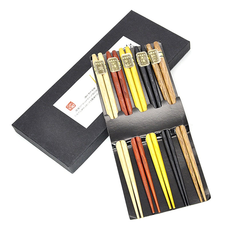 Spiral Chopsticks Natural Wooden Chopsticks Twisted Design Chopsticks Premium Reusable Chopsticks Set 5 Pairs Gift Set Starter Kit for Sushi Noodles and Other Asian Food - Image 5
