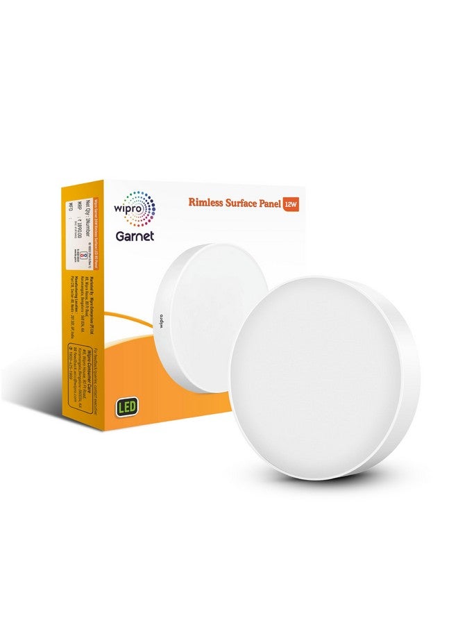 Wipro Polycarbonate Garnet 12W Rimless Round Led Surface Panel|Neutral White Light (4000K)|Elegant Rimless Design for Wider Spread of Light|Surface Mounted Led Down Light for Ceiling|Pack of 2 - Image 2