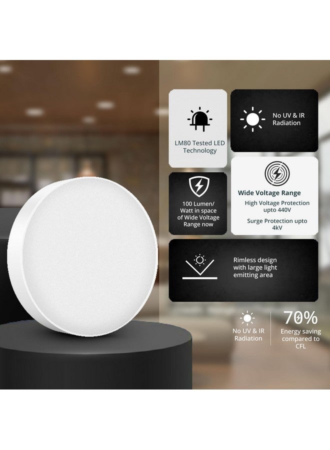 Wipro Polycarbonate Garnet 12W Rimless Round Led Surface Panel|Neutral White Light (4000K)|Elegant Rimless Design for Wider Spread of Light|Surface Mounted Led Down Light for Ceiling|Pack of 2 - Image 4
