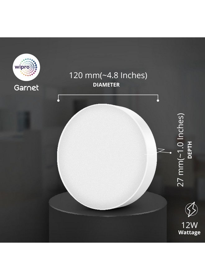 Wipro Polycarbonate Garnet 12W Rimless Round Led Surface Panel|Neutral White Light (4000K)|Elegant Rimless Design for Wider Spread of Light|Surface Mounted Led Down Light for Ceiling|Pack of 2 - Image 3