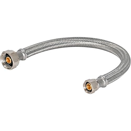 Eastman 12 inch Steel-Flex Braided Faucet Connector, 1/2 Inch FIP x 3/8 Inch Compression, Stainless Steel Faucet Supply Line, 48003 - Image 1
