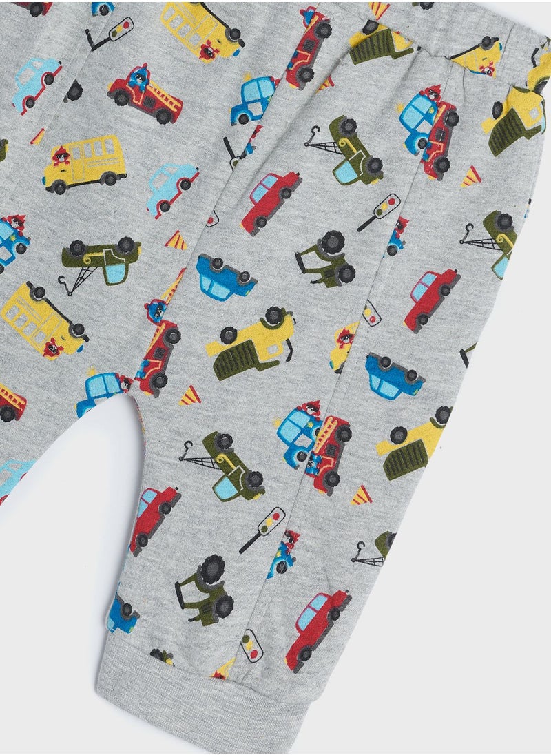 Cheekee Munkee - Infant Vehicles Print Sweatpants - Image 1