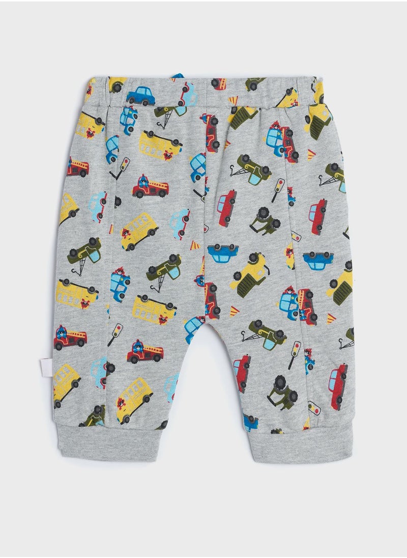 Cheekee Munkee - Infant Vehicles Print Sweatpants - Image 1