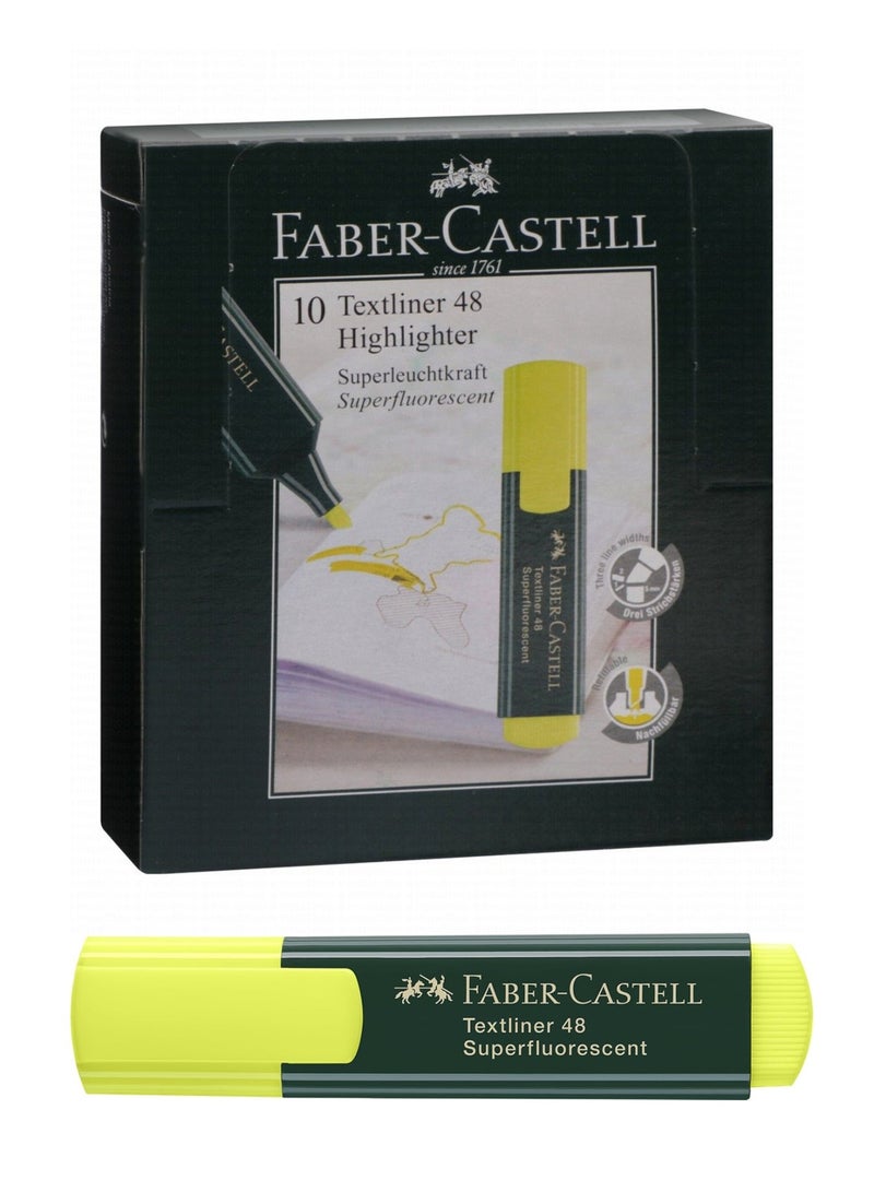 FABER-CASTELL 10-Piece Textliner Highlighter Yellow - Image 1