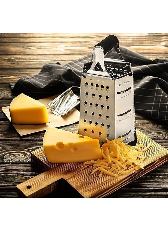 SGMSC SGMSC Stainless Steel MultiFunctional 6 in 1 Sided Ginger Vegetable Cheese Carrot Onion Potato Grater Machine 95 Inch Height Extra Strong Rubber Handle Large Grating  - Image 2