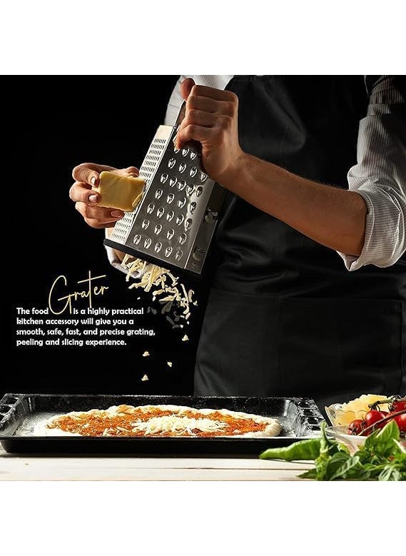 SGMSC SGMSC Stainless Steel MultiFunctional 6 in 1 Sided Ginger Vegetable Cheese Carrot Onion Potato Grater Machine 95 Inch Height Extra Strong Rubber Handle Large Grating  - Image 4