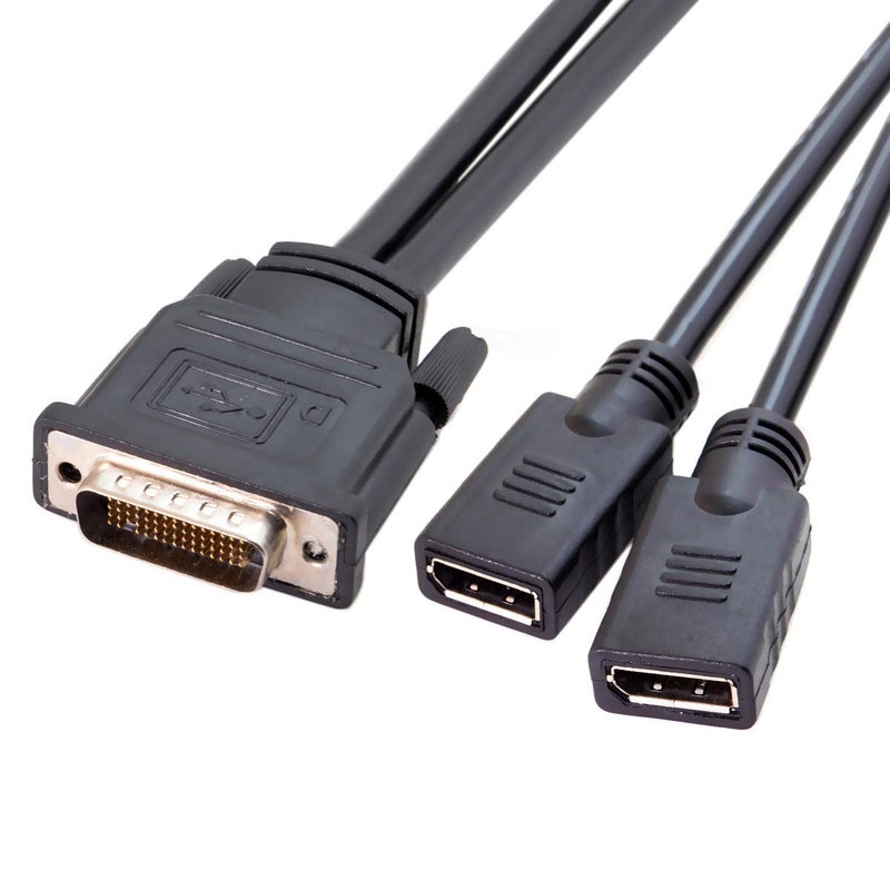 JSER DMS-59Pin Male to Dual DP Displayport Female Splitter Extension Cable for PC Graphics Card - Image 2
