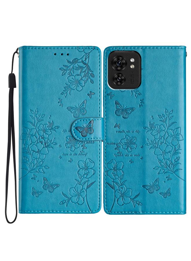 S-TOP Case For Motorola Edge 40 Butterflies and Flowers Leather Phone Case - Image 1