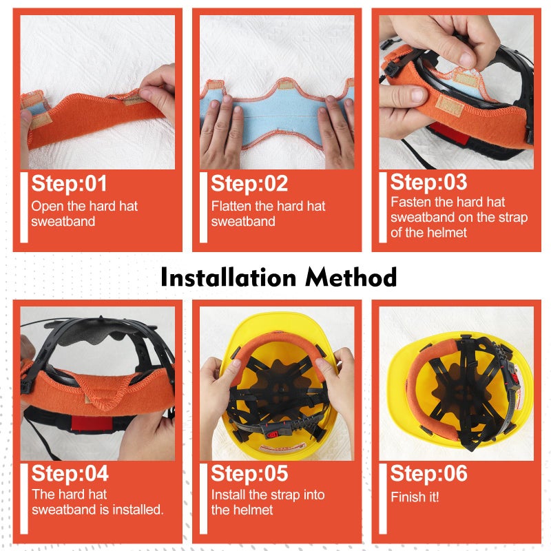 Dekeliy 3Pcs Hard Hat Sweatbands Washable Reusable Sweat Bands for Hard Hats, Replacement Cotton Hard Hat Liner for Hard Hats Helmet Comforter Pad Hard Hat Accessories - Image 5