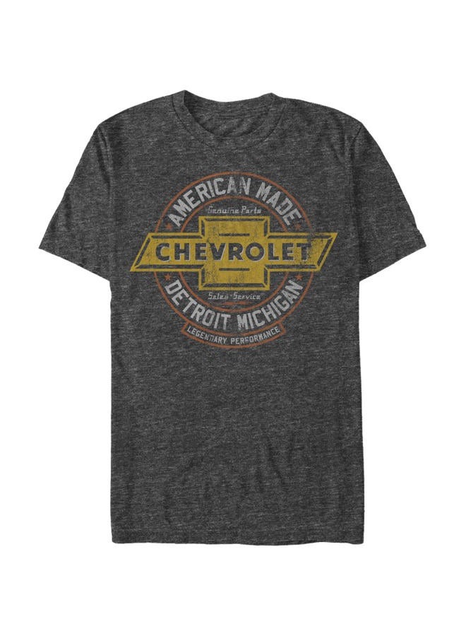 Fifth Sun Men's Distressed Chevrolet Logo T-Shirt, Char HTR, Large - Image 1
