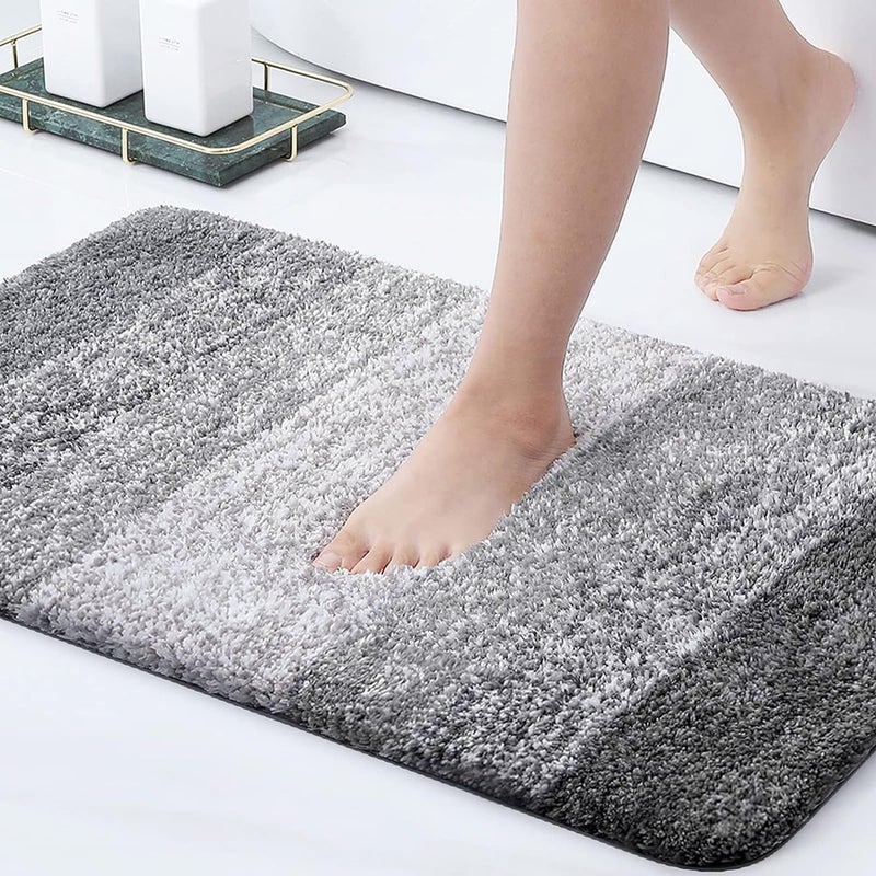 Arotive Microfiber Bathroom Rugs  Shaggy Soft and Absorbent Bath Rug  Non-Slip  Thick Plush Bathroom Mat  Machine Washable Dry Bath Mats for Bathroom  Tub and Shower  30"" x 20""  Grey - Image 1