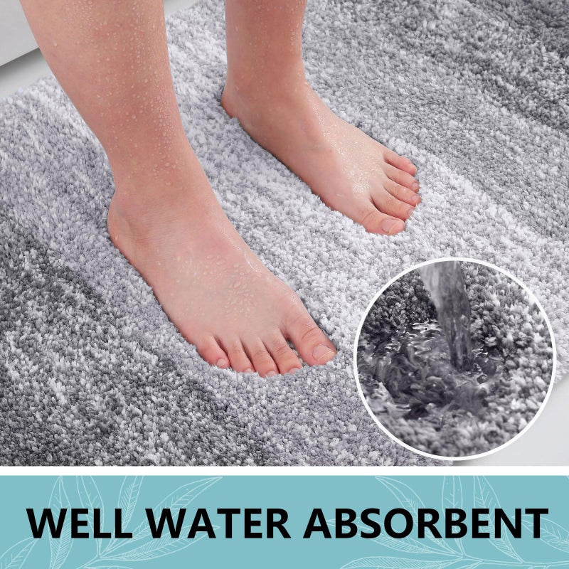Arotive Microfiber Bathroom Rugs  Shaggy Soft and Absorbent Bath Rug  Non-Slip  Thick Plush Bathroom Mat  Machine Washable Dry Bath Mats for Bathroom  Tub and Shower  30"" x 20""  Grey - Image 2